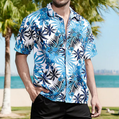 Havajietiški marškiniai, skirti vyrams, 2023 m. 3D spauda trumpomis rankovėmis palaidinė paplūdimio šventinė viršutinė marškinėlė Vasariniai dideli vyriški drabužiai Camisa Masculina