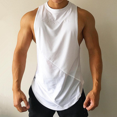 ÚJ Testépítő Sportos felsők Férfi Gym Fitness Edzés Ujjatlan ing Férfi Stringer Singlet Nyári Lezser bő alsóing