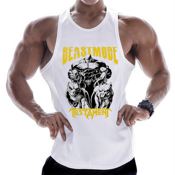 Casual εμπριμέ φανελάκια ανδρικό αμάνικο μπλουζάκι Bodybuilding Βαμβακερό Γυμναστήριο Ρούχα γυμναστικής Stringer Μονό ανδρικό καλοκαιρινό γιλέκο
