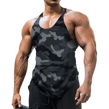 Καλοκαιρινό γιλέκο παραλλαγής Ανδρικό μπλουζάκι αναπνέον Bodybuilding Γιλέκο γυμναστικής Αμάνικο ανδρικό μπλουζάκι Fashion Crew Neck Fitness Tee