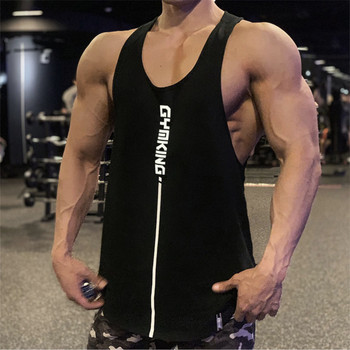 Нов мъжки потник Gym Workout Fitness Бодибилдинг риза без ръкави Мъжко памучно облекло Спортна горна жилетка мъжка долна риза