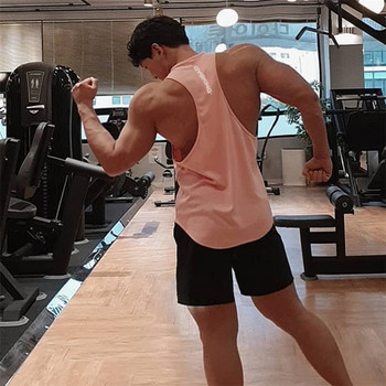 Нов мъжки потник Gym Workout Fitness Бодибилдинг риза без ръкави Мъжко памучно облекло Спортна горна жилетка мъжка долна риза