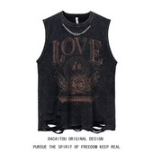 Vestă pentru bărbați cu 4 modele Crop top în stil gotic Punk Heavy Metal Cropped Casual Harajuku Demon Black Vintage Spălat Imbracaminte de vară