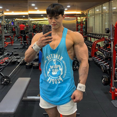 Košulja bez rukava za teretanu Muškarci Bodybuilding Majice bez rukava Fitness Workout Pamučna potkošulja s vezicama Muški ležerni ljetni prsluk