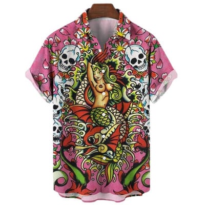 Ανδρικά πουκάμισα με στάμπα Animal Elements Τρισδιάστατα μπλουζάκια Tiger Graphic Τάση μόδας Streetwear Ανδρικό πουκάμισο με κοντό μανίκι