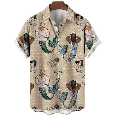 Ανδρικά πουκάμισα με στάμπα Animal Elements Τρισδιάστατα μπλουζάκια Tiger Graphic Τάση μόδας Streetwear Ανδρικό πουκάμισο με κοντό μανίκι