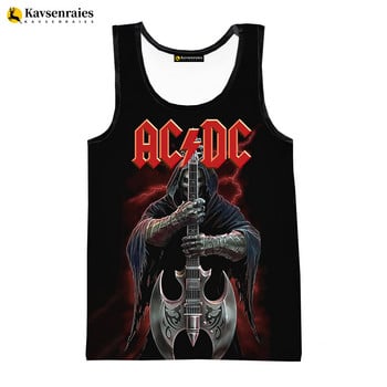 2023 Fashion Print Rock Letter 3D Print Shirt Мъжки потници Летни ежедневни AC DC Ризи без ръкави Хип-хоп Големи горнища