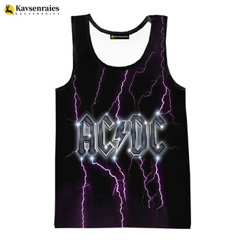 2023 Fashion Print Rock Letter 3D Print Shirt Мъжки потници Летни ежедневни AC DC Ризи без ръкави Хип-хоп Големи горнища