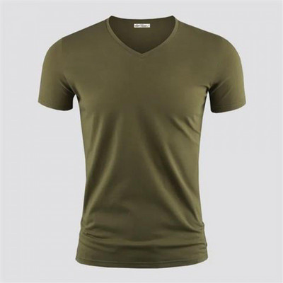 Muška majica kratkih rukava čiste boje Majice kratkih rukava s V ovratnikom Muška majica kratkih rukava Crne tajice Muške majice s kratkim rukavima Odjeća za fitness za muškarce TDX01