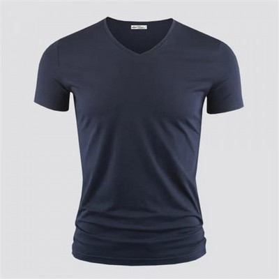 Muška majica kratkih rukava čiste boje Majice kratkih rukava s V ovratnikom Muška majica kratkih rukava Crne tajice Muške majice s kratkim rukavima Odjeća za fitness za muškarce TDX01