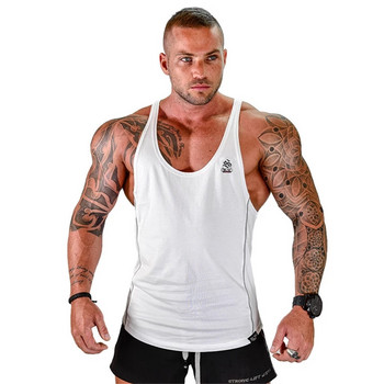 Ανδρικό Bodybuilding Tank top Gyms Fitness αμάνικο πουκάμισο 2021 Νέα ανδρικά βαμβακερά ρούχα Μόδα Μονό γιλέκο κάτω