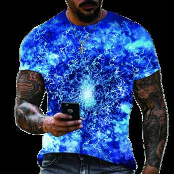 Лято 2022 г. Нова мъжка тениска с големи размери Ежедневни Lightning Cool 3D дигитално отпечатани тениски за мъже Тениска с къс ръкав Безплатна доставка