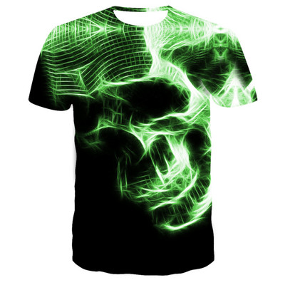 Majica kratkih rukava s crnim lubanjama Muška punk majica s kosturom Rock Gun Plave majice s 3d printom Majica s kratkim rukavima Vintage Gothic Muška odjeća Ljetne majice