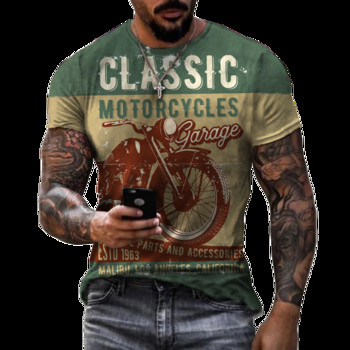 2022 Summer Vintage Мъжка тениска 3d ретро мотоциклети Големи тениски за мъже Облекло Biker Racing T-shirts Motor Tees Tops