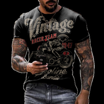 Καλοκαιρινό Vintage ανδρικό μπλουζάκι 2022 Τρισδιάστατα ρετρό μπλουζάκια μοτοσικλέτας υπερμεγέθη για άντρες Ρούχα ποδηλατικά αγωνιστικά μπλουζάκια μοτομπλουζάκια μπλουζάκια