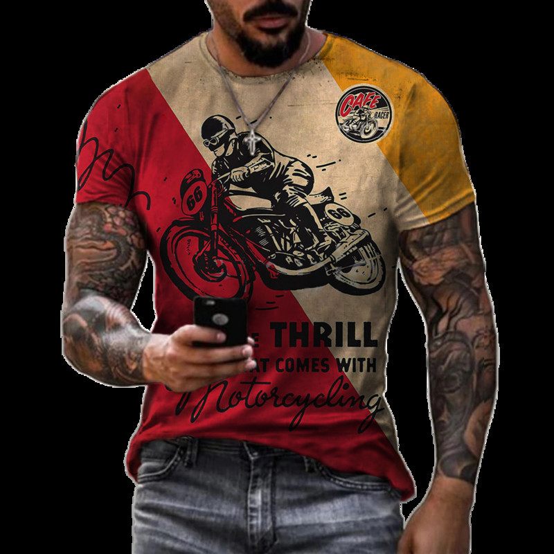 2022. aasta suvevintage meeste T-särk 3D Retro Mootorrataste Suured T-särgid Meestele Riietus Rattasõidu T-särgid Mootori T-särgid Topid