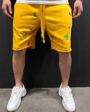 Летни мъжки панталони с 5 пиона Ежедневни свободни къси панталони за открито Мъжки тренировъчни фитнес шорти Джобове Марка Модни панталони