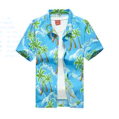 Modna muška havajska košulja Muške ležerne šarene Aloha košulje za plažu kratkih rukava, velika veličina 5XL Camisa Hawaiana Hombre