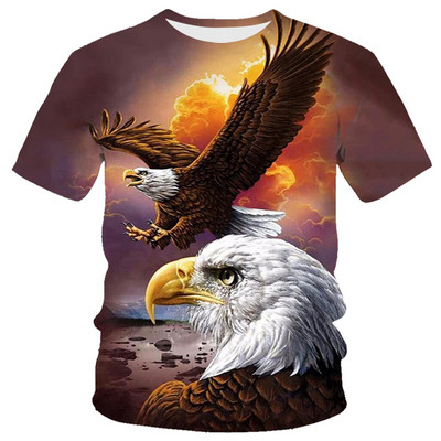 Modna ljetna majica kratkih rukava s 3D printom Eagle and Flame Phoenix Animal za muške majice s o`izrezom kratkih rukava Prevelika majica kratkih rukava Hot Hot