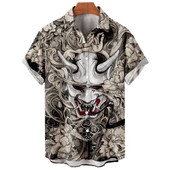 2022 3d Myth Retro Animal Cămăși hawaiene pentru bărbați Cămașă pentru bărbați cu rever Cămăși de vară Lionfish Dragon Print Mânecă scurtă largi Mărime UE