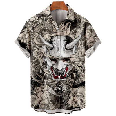2022 3d Myth Retro Animal Cămăși hawaiene pentru bărbați Cămașă pentru bărbați cu rever Cămăși de vară Lionfish Dragon Print Mânecă scurtă largi Mărime UE
