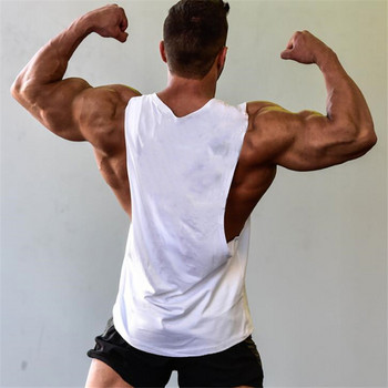 Bodybuilding Tank Tops Ανδρικά αθλητικά Αμάνικα πουκάμισο Muscle guys Γιλέκο Fitness Drop Armhole Μασίφ μπλουζάκια μπλουζάκια βαμβακερά Singlets γυμναστικής