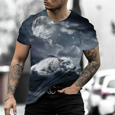 Lovers Wolf T Shirt Мъжки тениски за мъже Безплатна доставка Горна тениска с къс ръкав Camiseta 3d печатна тениска Маркова мода Безплатна доставка