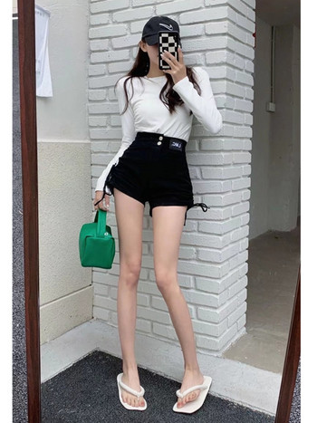 Feynzz Summer Нова корейска версия на универсални дънкови къси панталони Women Are Thin A-word Light Loose Small Hot Pants Ins Tide