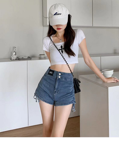 Feynzz Ljeto Nova korejska verzija univerzalnih traper hlačica Žene su tanke Lagane široke male vruće hlačice Ins Tide