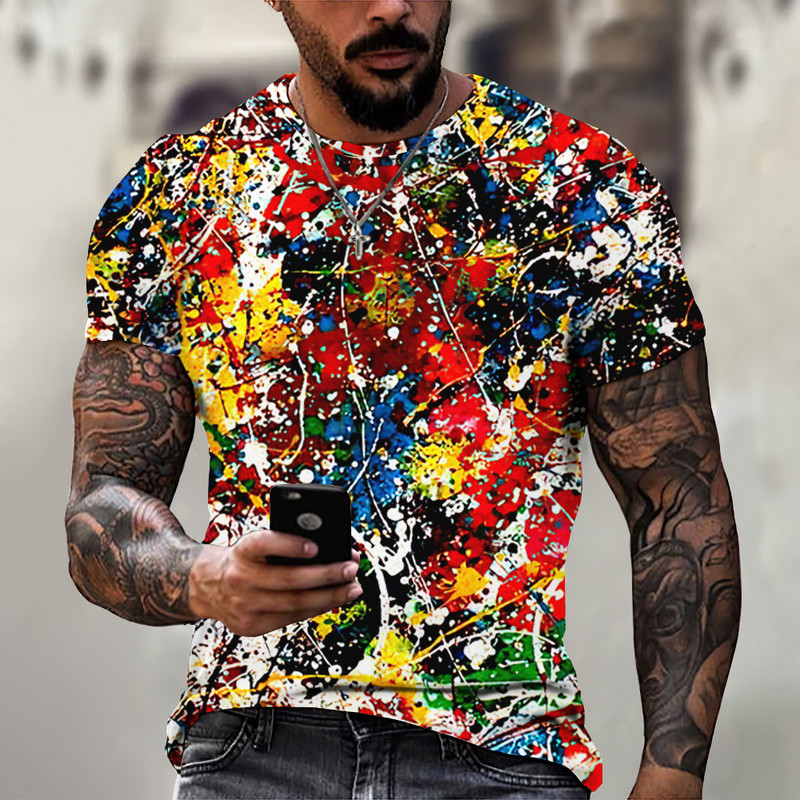 Ljetna muška majica s tribal printom Vintage majice s O izrezom Blagdanska Harajuku košulja kratkih rukava Ležerna muška smiješna odjeća Camiseta