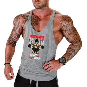 Επώνυμα γιλέκο Muscle Fashion Gym Ανδρικό μπλουζάκι πλάτης Αμάνικο Stringer Ρούχα Bodybuilding Singlet Fitness προπόνηση αθλητικό πουκάμισο