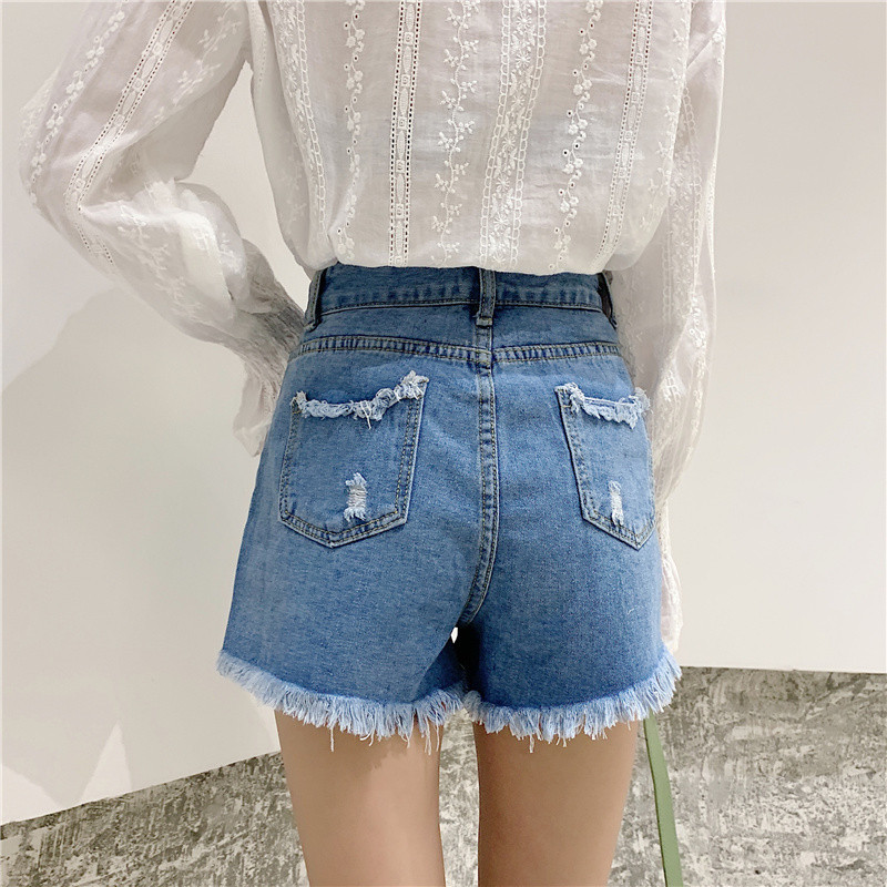 Feynzz Nove izvezene kratke hlače Ženske 5XL traper kratke hlače s visokim strukom Trendi ljetne haljine široke tanke vruće hlačice s neobrađenim rubovima