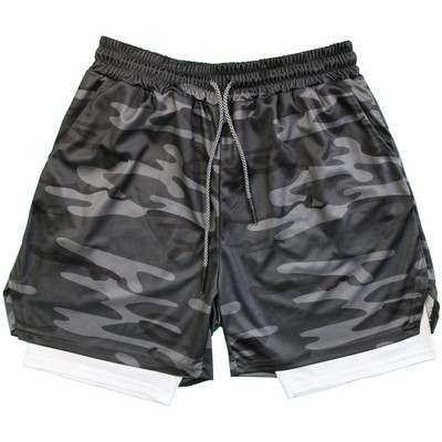 „Manga Print“ vyriški bėgimo šortai, tinkliniai, greitai džiūstantys „Anime“ gimnastikos šortai, 2 in 1, dviaukštės treniruotės, sportinės trumpos kelnės