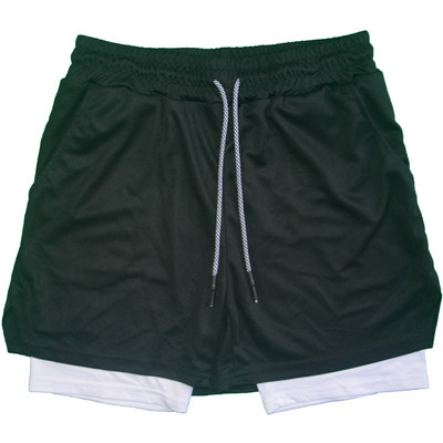 „Manga Print“ vyriški bėgimo šortai, tinkliniai, greitai džiūstantys „Anime“ gimnastikos šortai, 2 in 1, dviaukštės treniruotės, sportinės trumpos kelnės