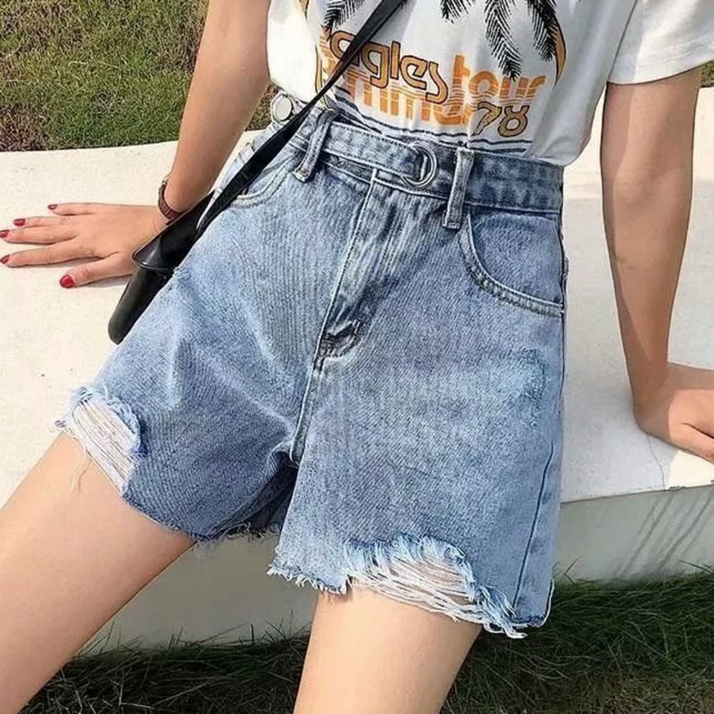 Feynzz modne nove ljetne ženske kratke traper hlače s dugmadima visokog struka Ležerne ženske široke plave traper kratke hlače