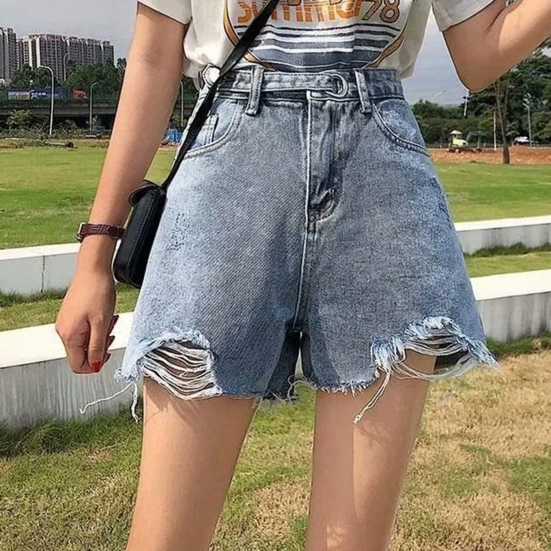 Feynzz modne nove ljetne ženske kratke traper hlače s dugmadima visokog struka Ležerne ženske široke plave traper kratke hlače