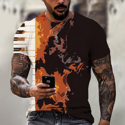 2022 Hot Sale Muške majice s modnom glazbom Harajuku 3D printane majice s O izrezom u etničkom stilu Muška prevelika majica kratkih rukava