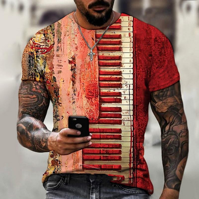 2022 Hot Sale Muške majice s modnom glazbom Harajuku 3D printane majice s O izrezom u etničkom stilu Muška prevelika majica kratkih rukava