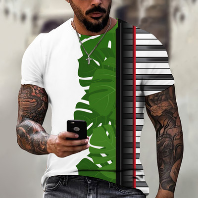 2022 Hot Sale Muške majice s modnom glazbom Harajuku 3D printane majice s O izrezom u etničkom stilu Muška prevelika majica kratkih rukava