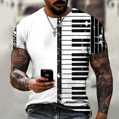 2022 Hot Sale Muške majice s modnom glazbom Harajuku 3D printane majice s O izrezom u etničkom stilu Muška prevelika majica kratkih rukava