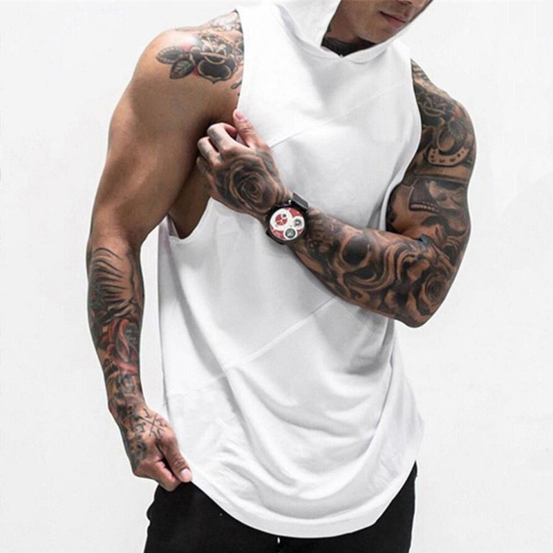 Îmbrăcăminte de marcă Bodybuilding Muscle Guys Fitness Bărbați Sală de sport cu glugă Tank Top Vest Stringer Îmbrăcăminte sport Bumbac Cămașă fără mâneci Hanorac