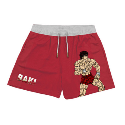 Japanske anime kratke hlače s printom Baki Haman Muška ulična odjeća Kratke hlače za plažu Ležerne široke muške crne kratke hlače s elastičnim strukom velike veličine