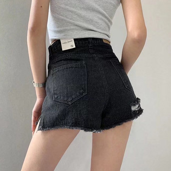 Feynzz Ежедневни сини дънкови къси панталони Дамски секси шорти с висока талия, копчета, джобове, тесни къси панталони Лято 2021, плажно улично облекло, дънки, шорти