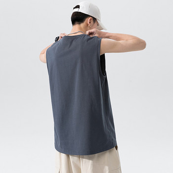 Ευανάγνωστο ανδρικό μπλουζάκι καλοκαιρινής μόδας 2023 Βαμβακερό αμάνικο πουκάμισο Ανδρικό φαρδύ casual αντρικό φανελάκι