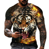 Fashion Fierce Tiger Animal 3D printed ανδρικά μπλουζάκια καλοκαιρινά με στρογγυλή λαιμόκοψη μεγάλου μεγέθους κοντομάνικο μπλουζάκια μπλουζάκια μπλουζάκια μπλουζάκια 6XL
