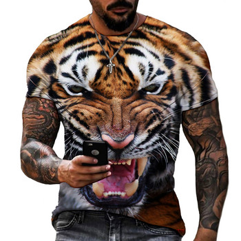 Fashion Fierce Tiger Animal 3D printed ανδρικά μπλουζάκια καλοκαιρινά με στρογγυλή λαιμόκοψη μεγάλου μεγέθους κοντομάνικο μπλουζάκια μπλουζάκια μπλουζάκια μπλουζάκια 6XL