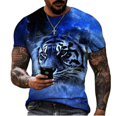Fashion Fierce Tiger Animal 3D printed ανδρικά μπλουζάκια καλοκαιρινά με στρογγυλή λαιμόκοψη μεγάλου μεγέθους κοντομάνικο μπλουζάκια μπλουζάκια μπλουζάκια μπλουζάκια 6XL
