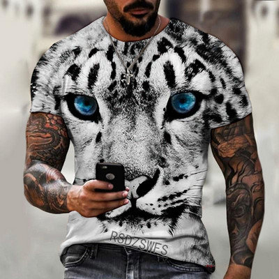 Fashion Fierce Tiger Animal 3D printed ανδρικά μπλουζάκια καλοκαιρινά με στρογγυλή λαιμόκοψη μεγάλου μεγέθους κοντομάνικο μπλουζάκια μπλουζάκια μπλουζάκια μπλουζάκια 6XL