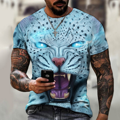 Fashion Fierce Tiger Animal 3D printed ανδρικά μπλουζάκια καλοκαιρινά με στρογγυλή λαιμόκοψη μεγάλου μεγέθους κοντομάνικο μπλουζάκια μπλουζάκια μπλουζάκια μπλουζάκια 6XL