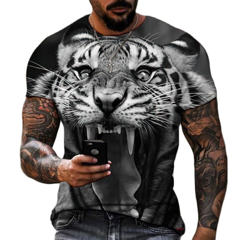 Fashion Fierce Tiger Animal 3D printed ανδρικά μπλουζάκια καλοκαιρινά με στρογγυλή λαιμόκοψη μεγάλου μεγέθους κοντομάνικο μπλουζάκια μπλουζάκια μπλουζάκια μπλουζάκια 6XL
